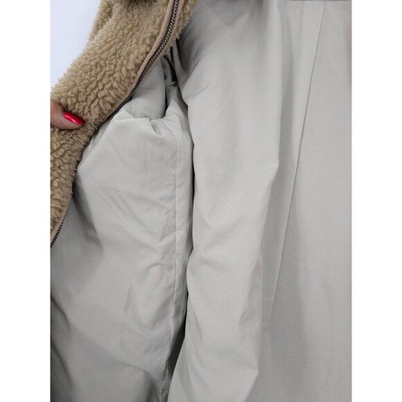 Hollister Teddy Jacket Women Size XL Zip Up Sherpa Pockets Neutral Y2K Cozy 90s - Picture 7 of 10